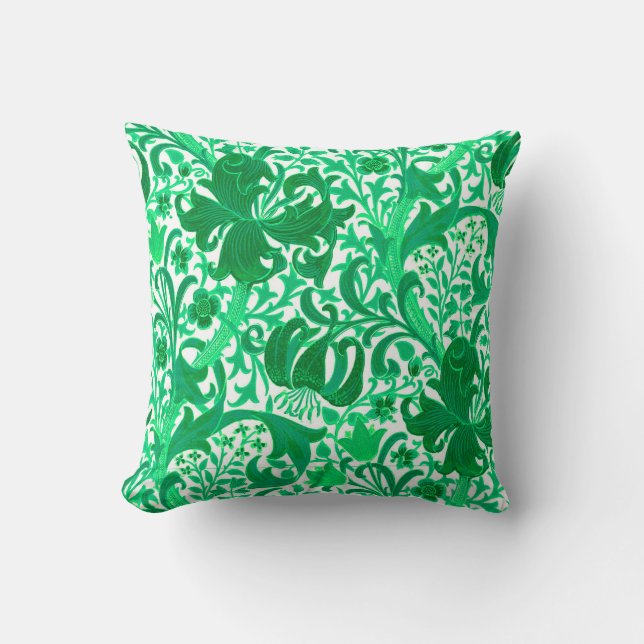 Almofada William Morris Íris e Lírio, Jade Verde (Frente)