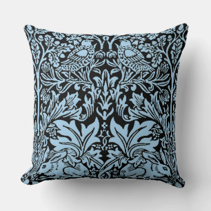Almofada William Morris Irmão Coelho Azul Claro Preto