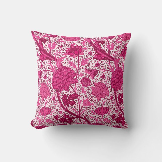Almofada William Morris Jacobean Floral, Fuchsia Pink (Frente)