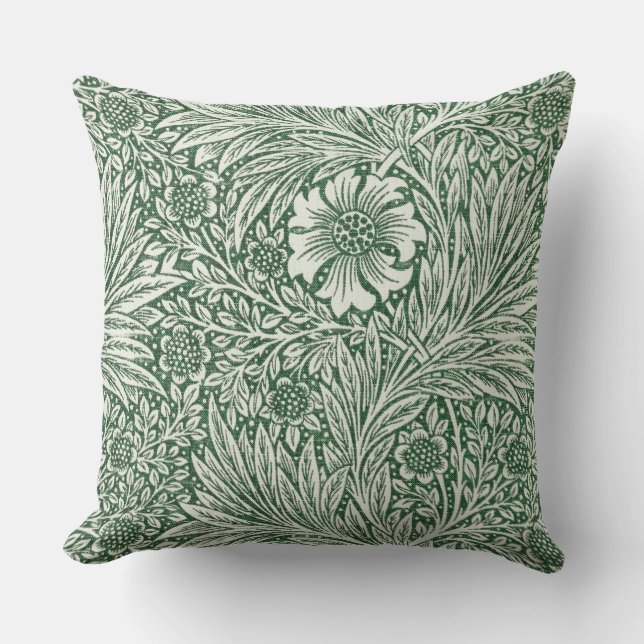 Almofada william morris marigold flor verde floral (Frente)
