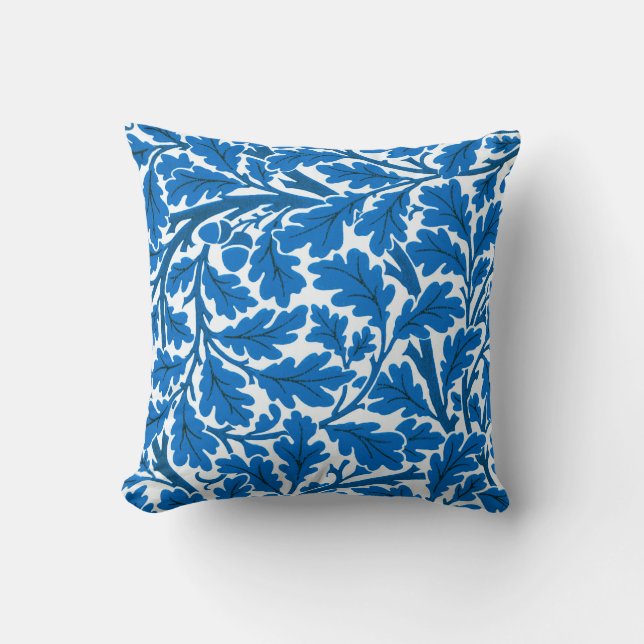 Almofada William Morris Oak Leaves, Sapphire Blue e White (Frente)