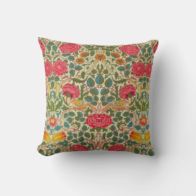 Almofada William Morris Rosa Floral Chintz Rosa (Frente)
