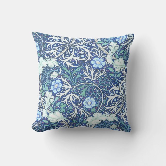 Almofada William Morris Seaweed Blue Pattern (Frente)