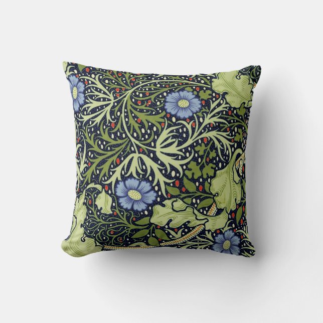 Almofada William Morris Seaweed Flor Antiquado (Frente)