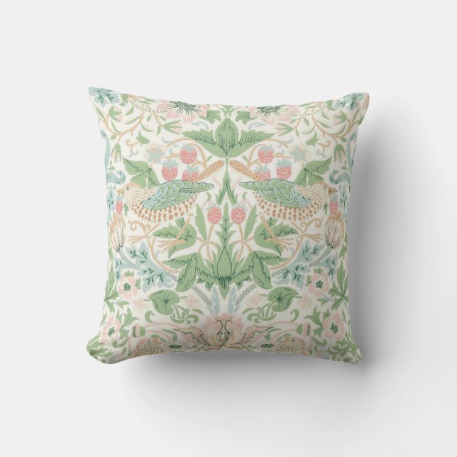 Almofada William Morris Strawberry Thief Cochinil Salgueiro (Frente)