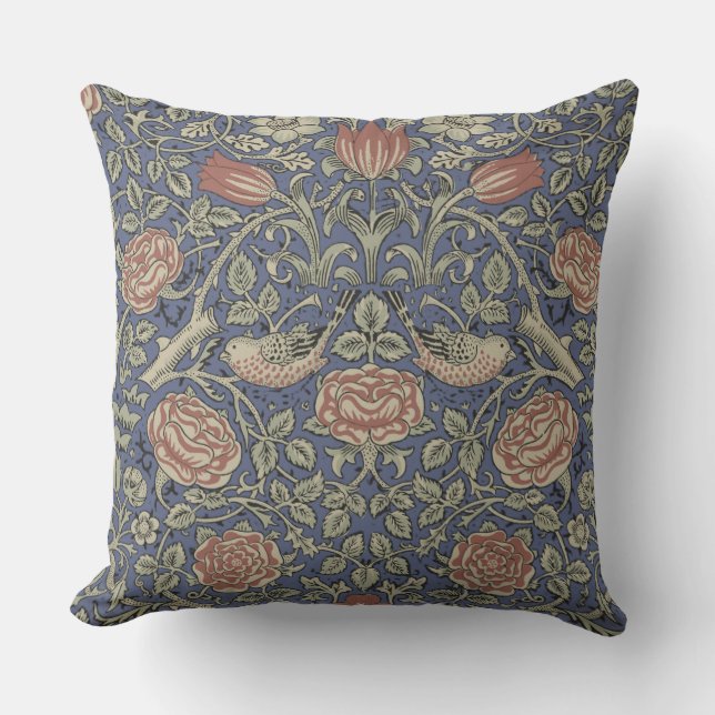 Almofada William Morris Tudor Rosa Wallpaper (Frente)
