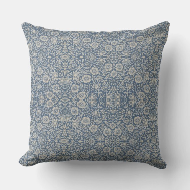 Almofada William Morris Vintage Floral Blue Mallow (Frente)