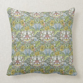 Almofada William Morris Vintage Floral Cor-de-Rosa Verde