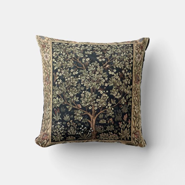 Almofada William Morris Vintage Tree & Birds. (Frente)