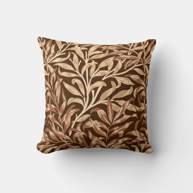 Almofada William Morris Willow Bough, Taupe e Brown (Frente)
