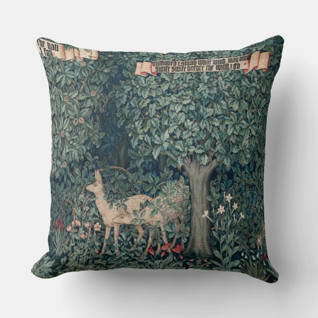 Almofada William Morris Woodland Tapeçaria Deer Stag (Frente)