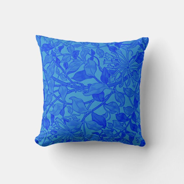 Almofada Willliam Morris - Besteira de mel em Poster azul (Frente)