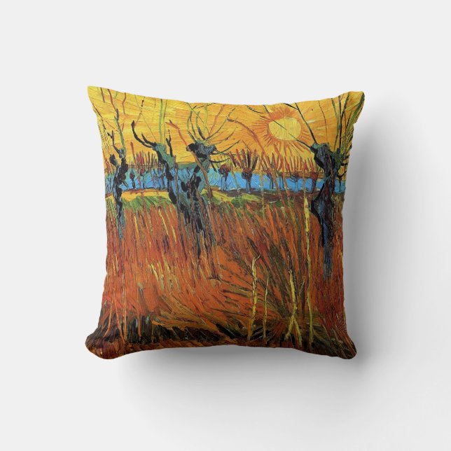 Almofada Willows no Sunset por Vincent van Gogh. (Frente)