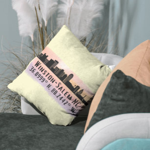 Almofada Winston-Salem City Skyline Latitude e Longitude