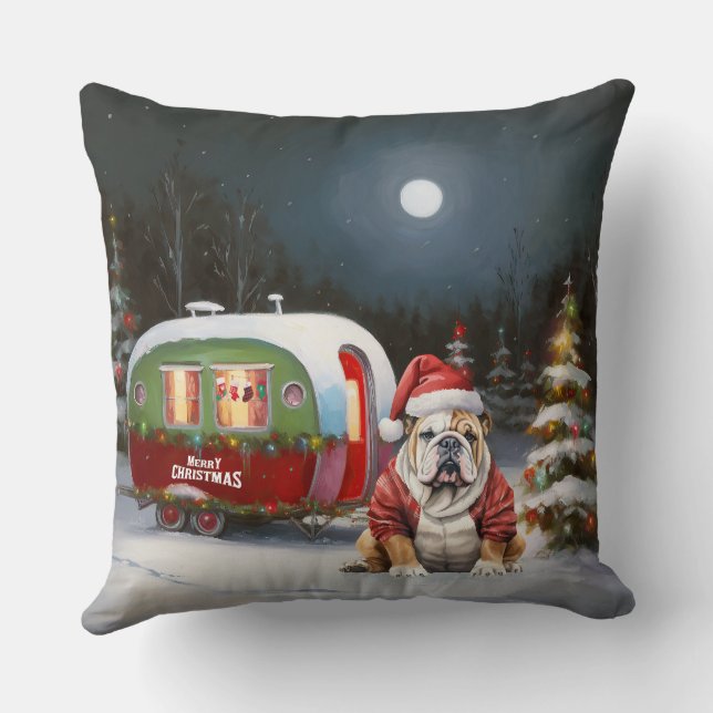 Almofada Winter Bulldog Caravan Christmas Adventure (Verso)