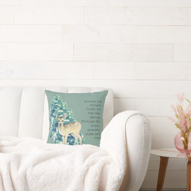 Almofada Winter Deer in the Snow – Wildlife Art Home Decor (Sofá)