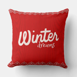 Almofada Winter Dreams Knitted Pattern – Cozy Red Holiday D