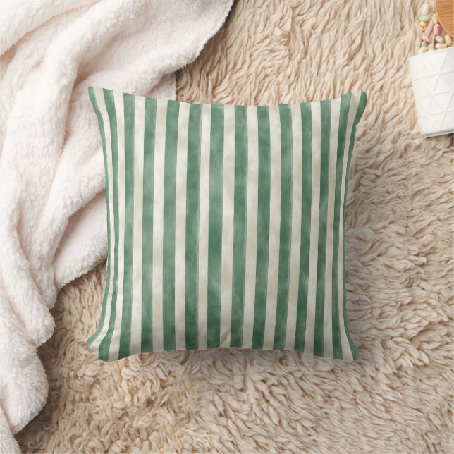 Almofada Winter Green Cream Stripes Christmas   (Cobertor)