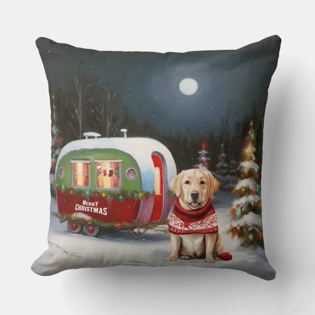 Almofada Winter Labrador Caravan Christmas Adventure (Frente)