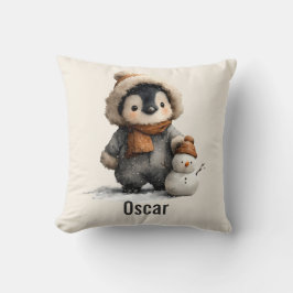Almofada Winter Penguin with Snowman Design