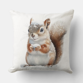 Almofada Winter Snow Squirrel Throw Pillow