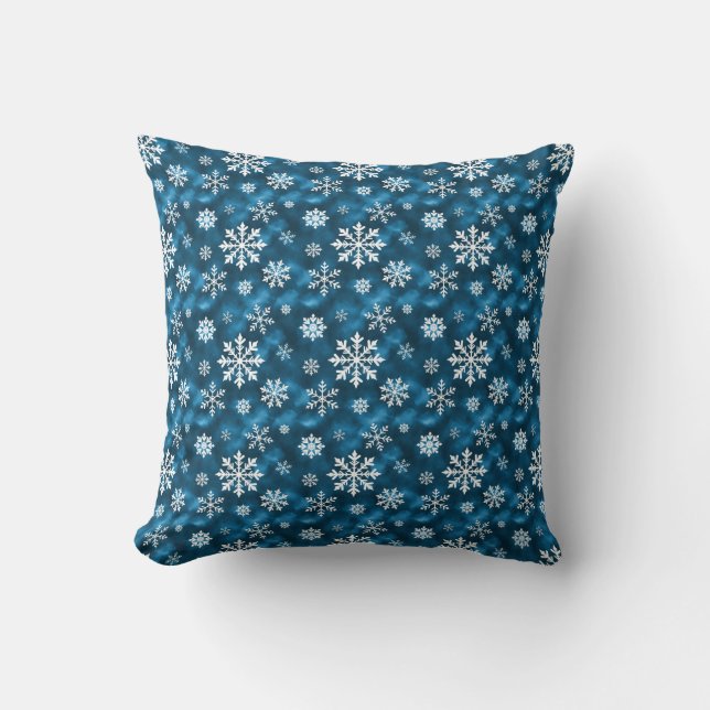 Almofada Winter Snowflake Pattern Blue Abstract Background (Frente)