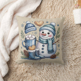 Almofada Winter Snowman Throw Pillow