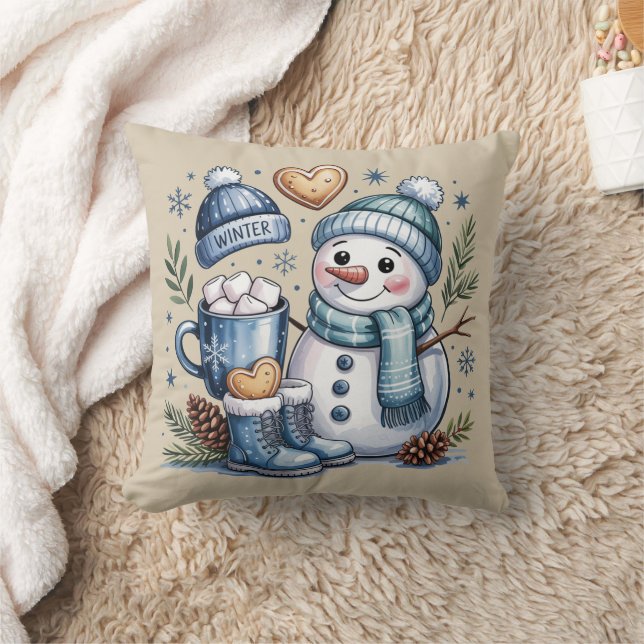 Almofada Winter Snowman Throw Pillow (Cobertor)