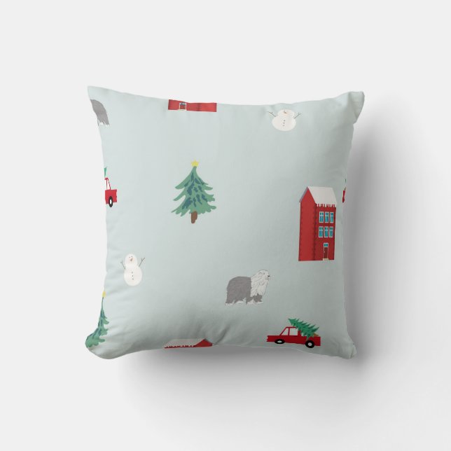 Almofada Winter Village Throw Pillow - Holiday Gift & Decor (Frente)