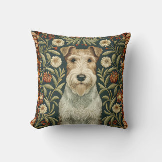 Almofada Wire Fox Terrier in William Morris Floral Style