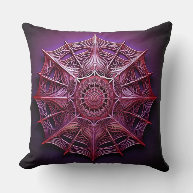 Almofada Wireframe Cor-de-rosa Mandelbrot (Frente)