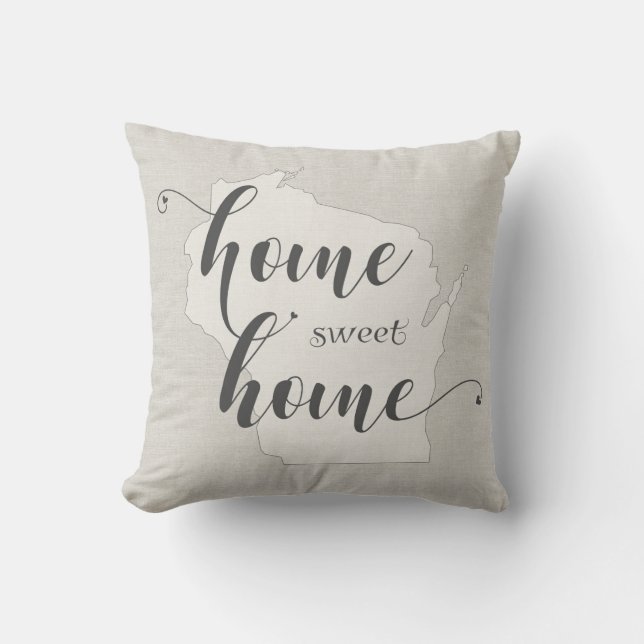 Almofada Wisconsin - Home Sweet Home Burlap look (Frente)