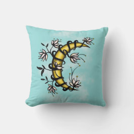 Almofada Witchy Crescent Moon Floral Wiccan