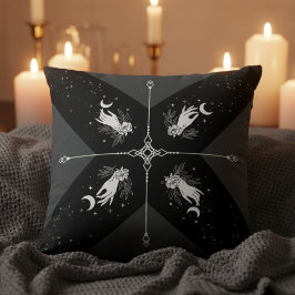 Almofada Witchy Noir Celestial Moon Black and White