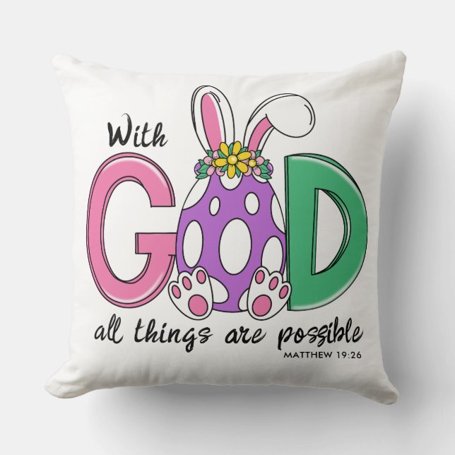 Almofada With God All Things Are Possible Easter Pillow (Frente)