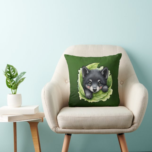 Almofada Wolf cub in the green: (Cadeira)