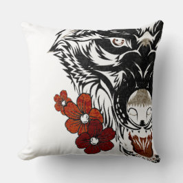 Almofada Wolf Flower Tatoo Vintage