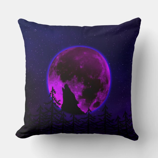 ALMOFADA WOLF HOWLING MOON MAGENTA (Frente)