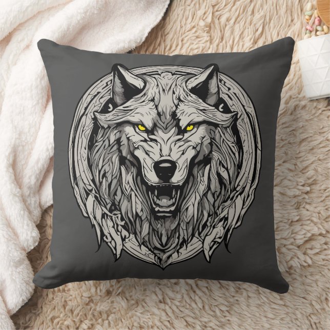 Almofada Wolf Mandala feroz: Símbolo da Força (Cobertor)