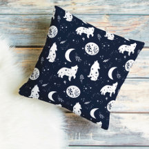 Wolf Pup Howling no Travesseiro decorativo da Lua