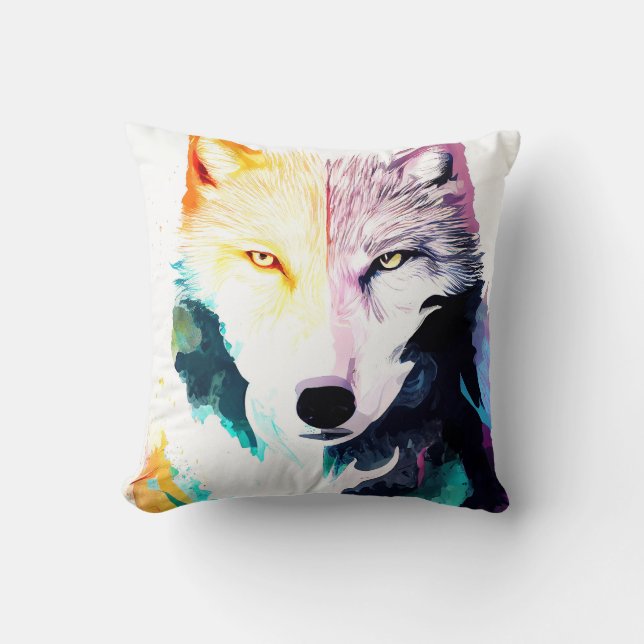 Almofada Wolf Wild Nature - Pintura De Cor Animal (Frente)