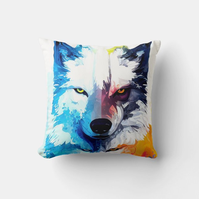 Almofada Wolf Wild Nature - Pintura De Cor Animal (Frente)