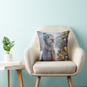 Almofada Wolfhound Irlandês Natal Com Árvore