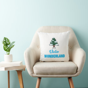 Almofada "Wonderland de inverno" com árvore de inverno