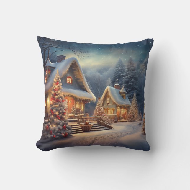 Almofada Wonderland de inverno de Natal (Frente)