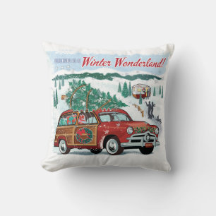 Almofada Woodie Wagon Retro Christmas