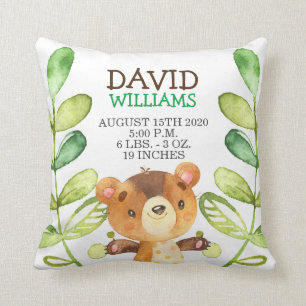 Almofada Woodland Baby Bear Stats Forest Fúnebre Nursert