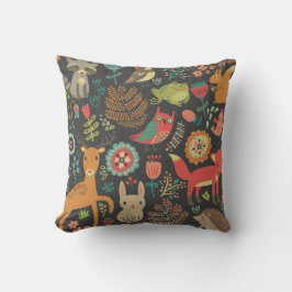 Almofada Woodland Critters Folk Art Travesseiro decorativo