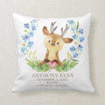 Almofada Woodland Deer Baby Birds Travesseiro<br><div class="desc">Travesseiro de veado bonito para um bebê. Fácil de personalizar com as estatísticas de natalidade do bebê! Altere a cor de fundo clicando em personalizar e usando nosso seletor de cores. Itens correspondentes disponíveis em nosso compro.</div>