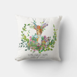 Almofada Woodland Deer Personalizado Travesseiro - Floral B
